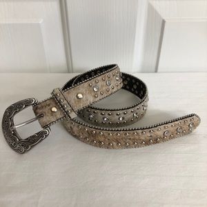 Nacona hair rhinestones leather tan belt, size 28